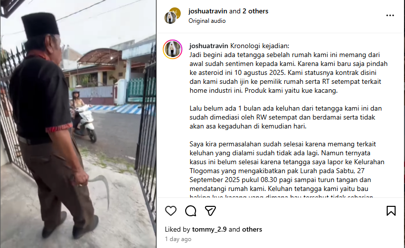 Tetangga bawa celurit (Instagram)